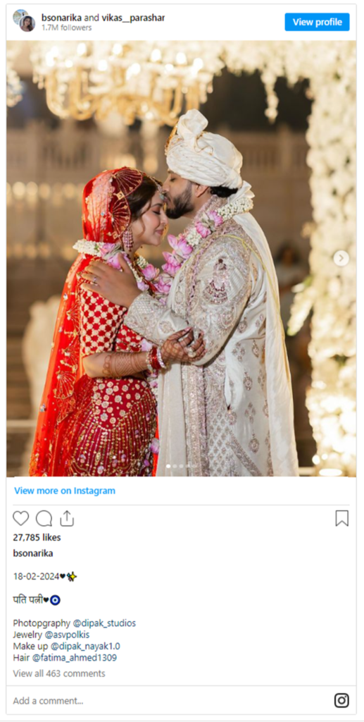 Sonarika Bhadoria Marriage